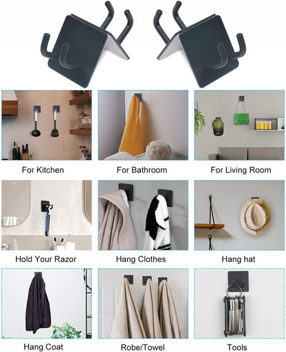 2 Pack Black Stainless Steel Non-Slip Self-Adhesive Bathroom Towel Holders V1258-DP02-BOL-578