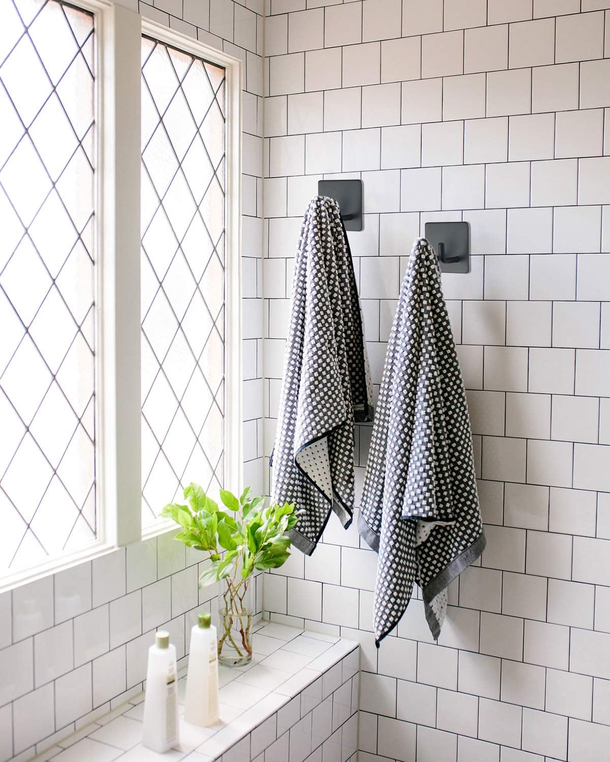 2 Pack Black Stainless Steel Non-Slip Self-Adhesive Bathroom Towel Holders V1258-DP02-BOL-578