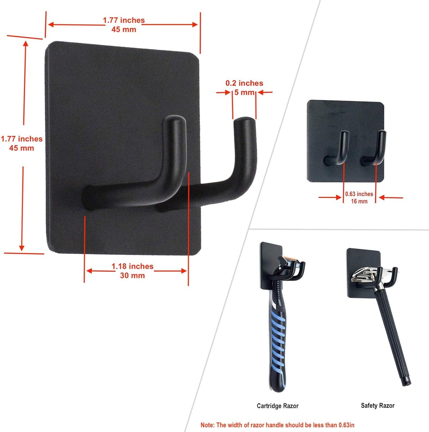 2 Pack Black Stainless Steel Non-Slip Self-Adhesive Bathroom Towel Holders V1258-DP02-BOL-578