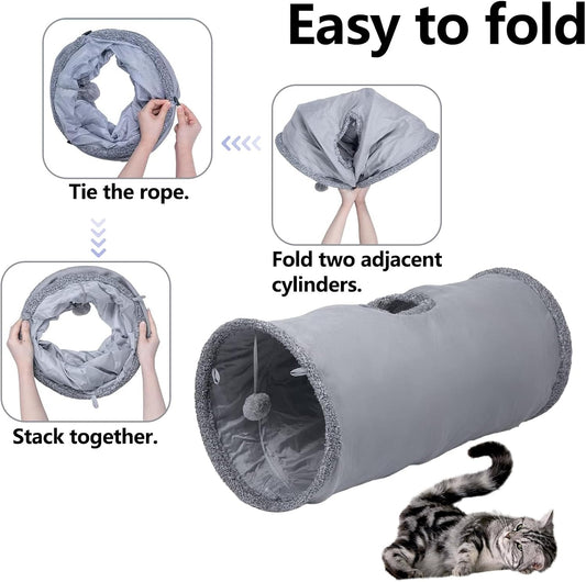 Cat Play Tunnel - 1 Piece - Indoor Outdoor Pet Play Tube - Crawl Tunnel - Play House - Grey V1258-DP02-BOL-581
