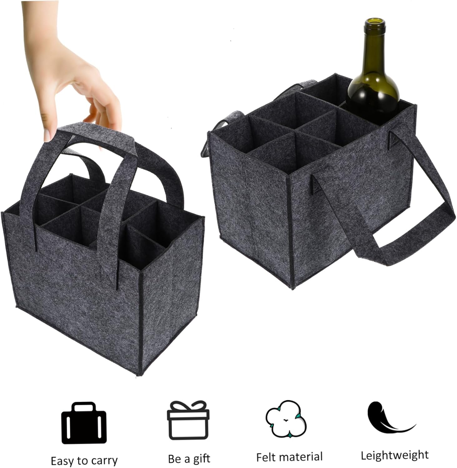 6 Bottle Wine Rack - Dark Grey - Storage Organizer for Bottles V1258-DP02-BOL-583