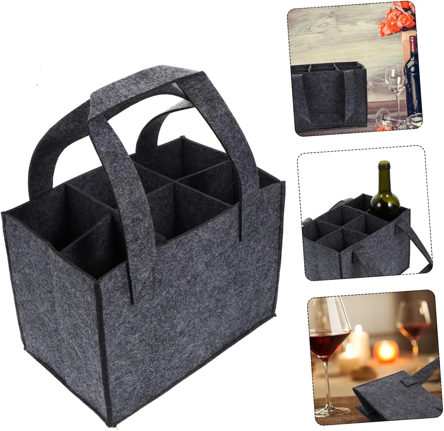 6 Bottle Wine Rack - Dark Grey - Storage Organizer for Bottles V1258-DP02-BOL-583