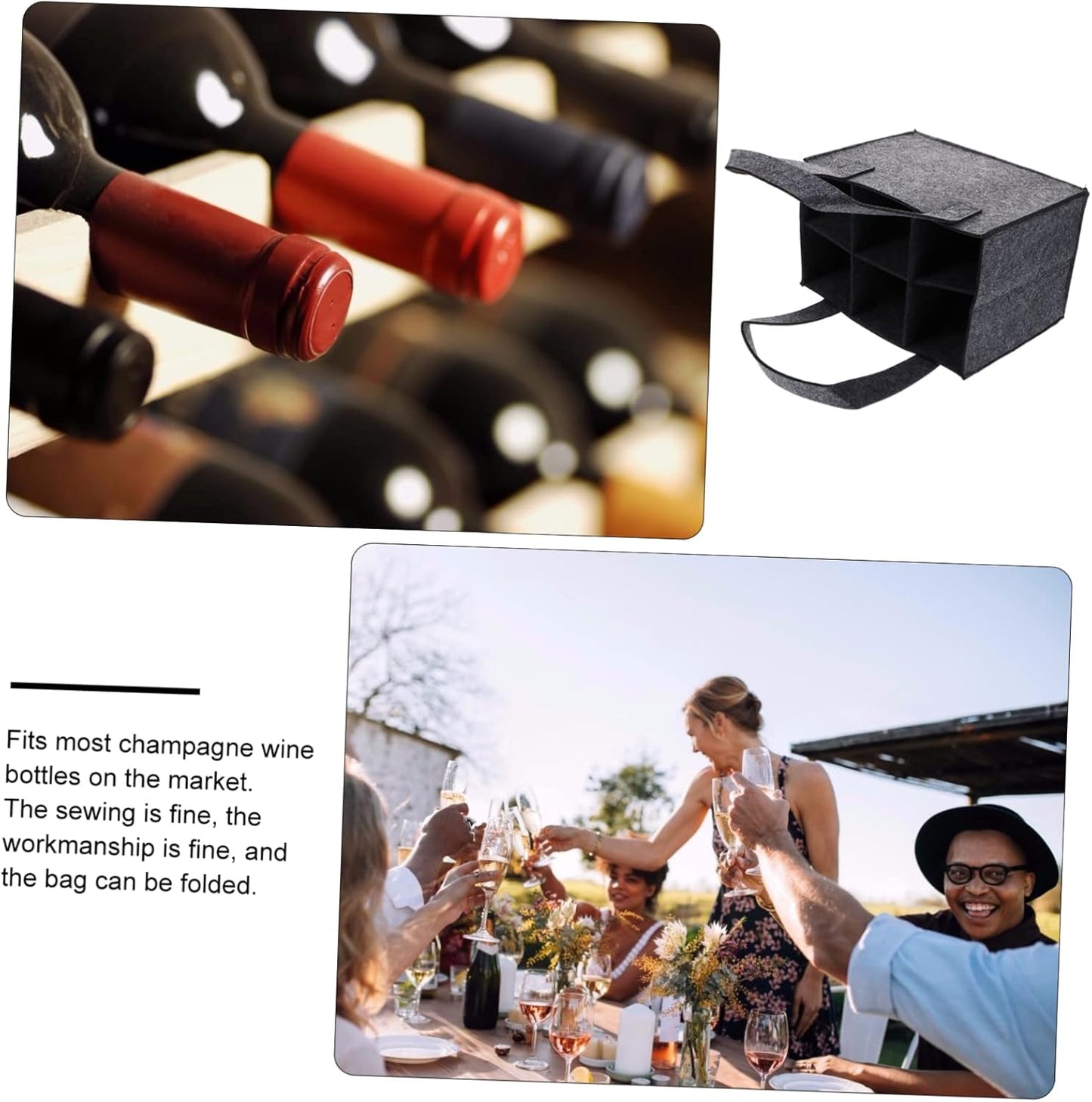 6 Bottle Wine Rack - Dark Grey - Storage Organizer for Bottles V1258-DP02-BOL-583
