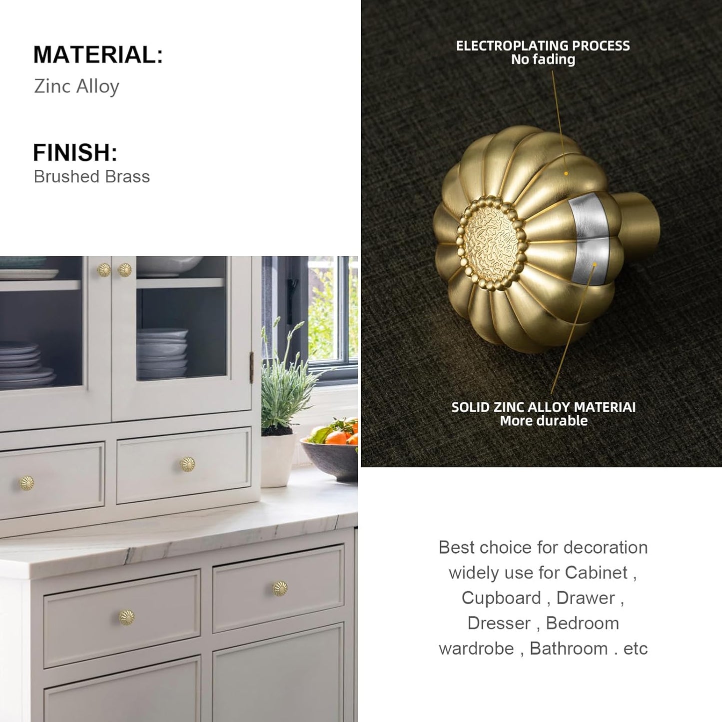 2 Pack 30mm Gold Cabinet Door Knobs Drawer Handles V1258-DP02-BOL-585