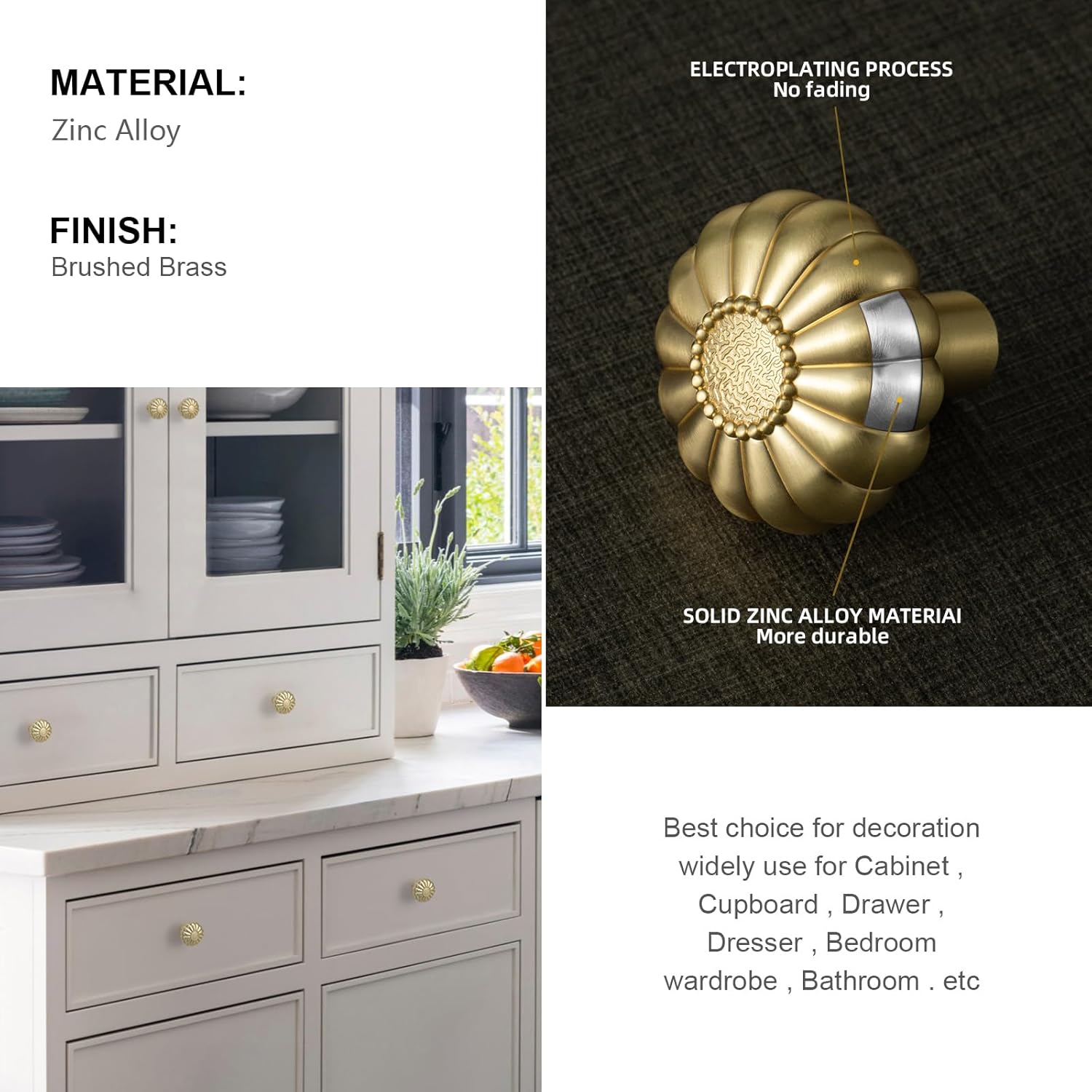 2 Pack 30mm Gold Cabinet Door Knobs Drawer Handles V1258-DP02-BOL-585