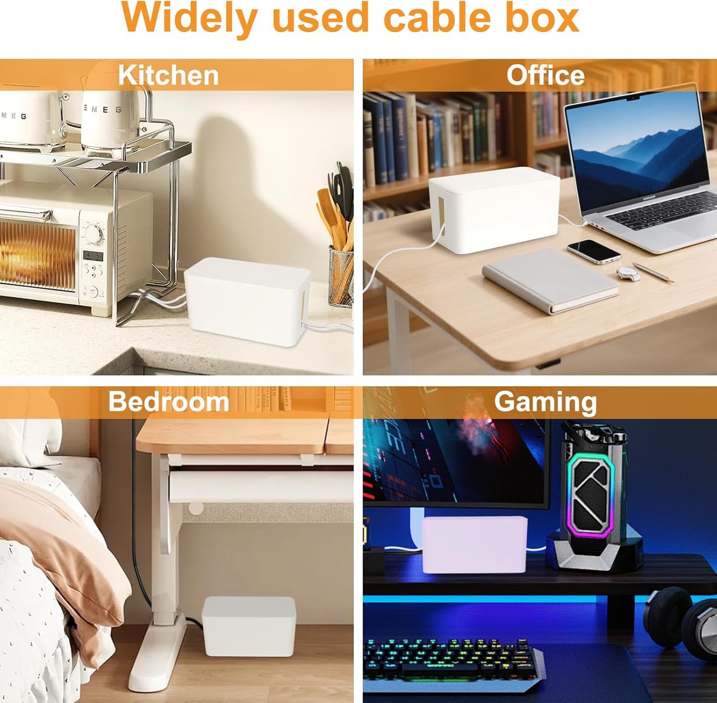1 Piece Cable Organizer Box White Multifunctional Cable Management Solution V1258-DP02-BOL-587