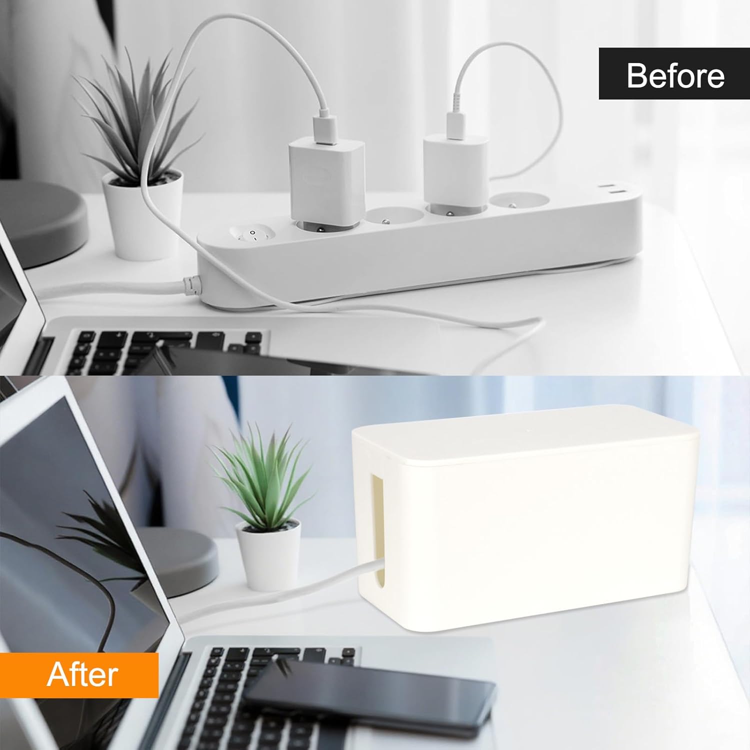1 Piece Cable Organizer Box White Multifunctional Cable Management Solution V1258-DP02-BOL-587