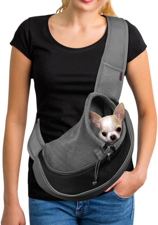 Dog Carrier Bag 40cm x 25cm Black Pet Travel Pouch for Small to Medium Dogs V1258-DP02-BOL-589