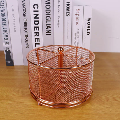 17x17x13cm Rose Gold Metal Mesh Desk Organizer Office Supplies Storage V1258-DP02-BOL-594