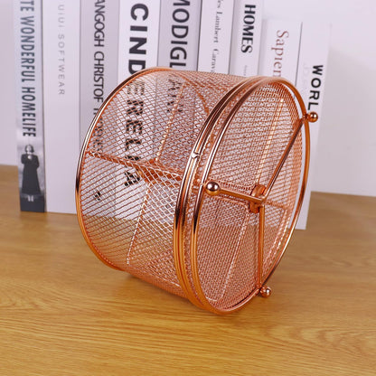 17x17x13cm Rose Gold Metal Mesh Desk Organizer Office Supplies Storage V1258-DP02-BOL-594