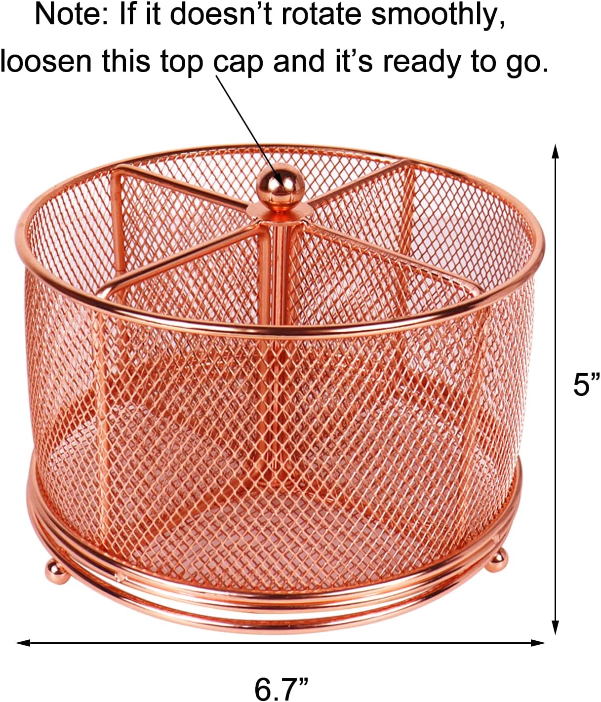 17x17x13cm Rose Gold Metal Mesh Desk Organizer Office Supplies Storage V1258-DP02-BOL-594