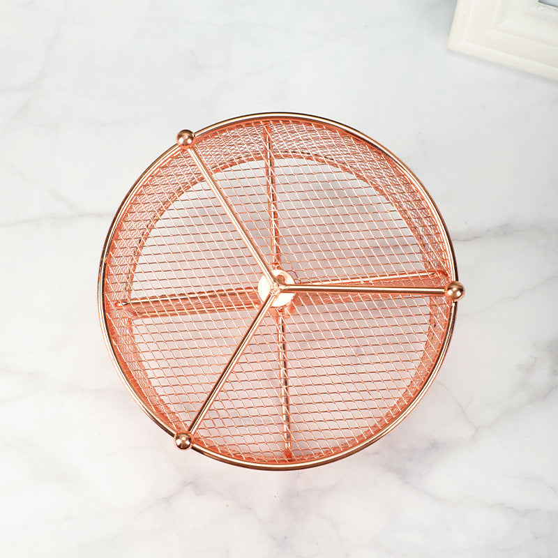 17x17x13cm Rose Gold Metal Mesh Desk Organizer Office Supplies Storage V1258-DP02-BOL-594