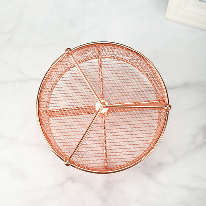 17x17x13cm Rose Gold Metal Mesh Desk Organizer Office Supplies Storage V1258-DP02-BOL-594