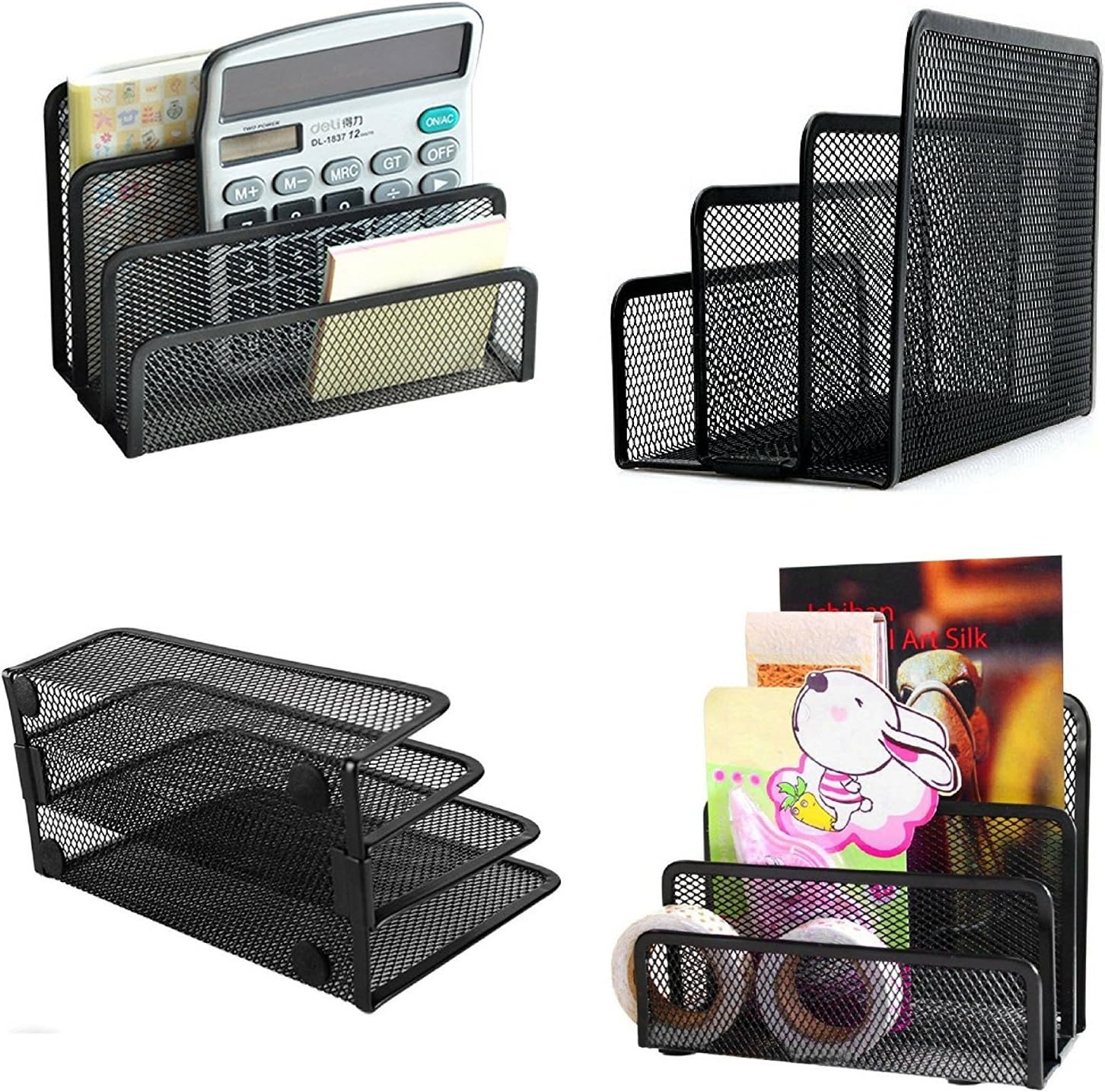 Black Metal Organizer Bins for Bookkeeper - 1 Piece Storage Solution V1258-DP02-BOL-595
