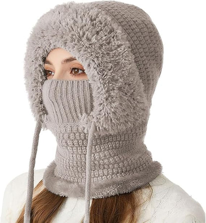 3-in-1 Women's Beanie Hat with Neck Warmer One Size Khaki V1258-DP02-BOL-597