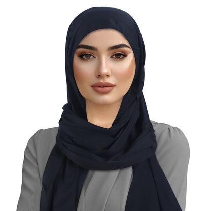Women's Cotton Headscarf Head Cover Tulband Hat - Black - 1 Piece V1258-DP02-BOL-606