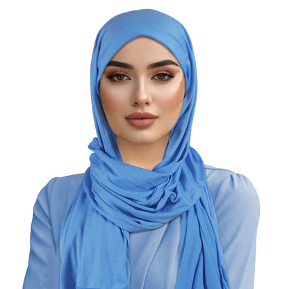 Women's Denim Blue Cotton Headscarf Head Cover Turban Hat 1 Piece V1258-DP02-BOL-608
