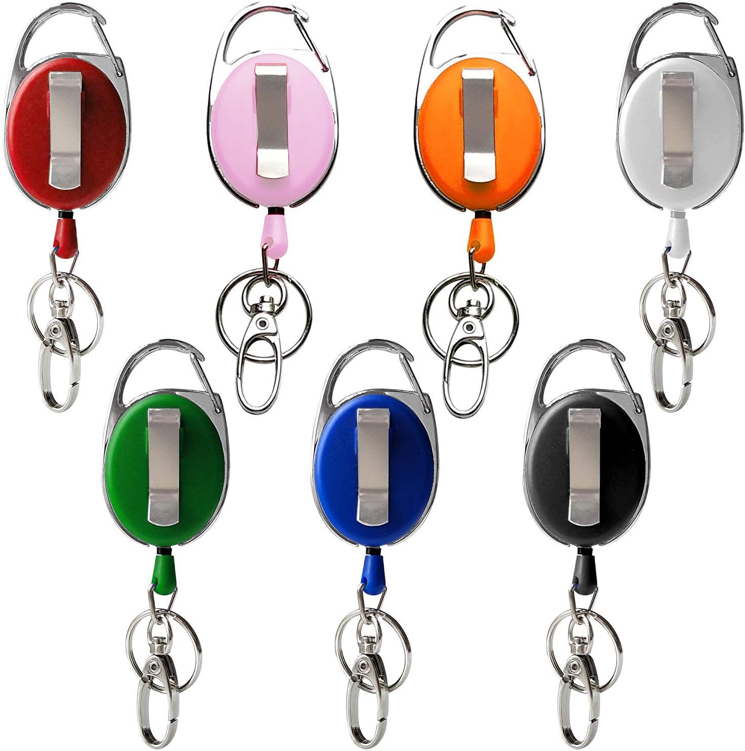 7 Pack Telescopic Keychain ID Lanyard Holder for Keys and ID Cards V1258-DP02-BOL-618