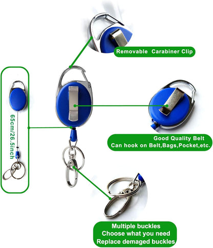 7 Pack Telescopic Keychain ID Lanyard Holder for Keys and ID Cards V1258-DP02-BOL-618