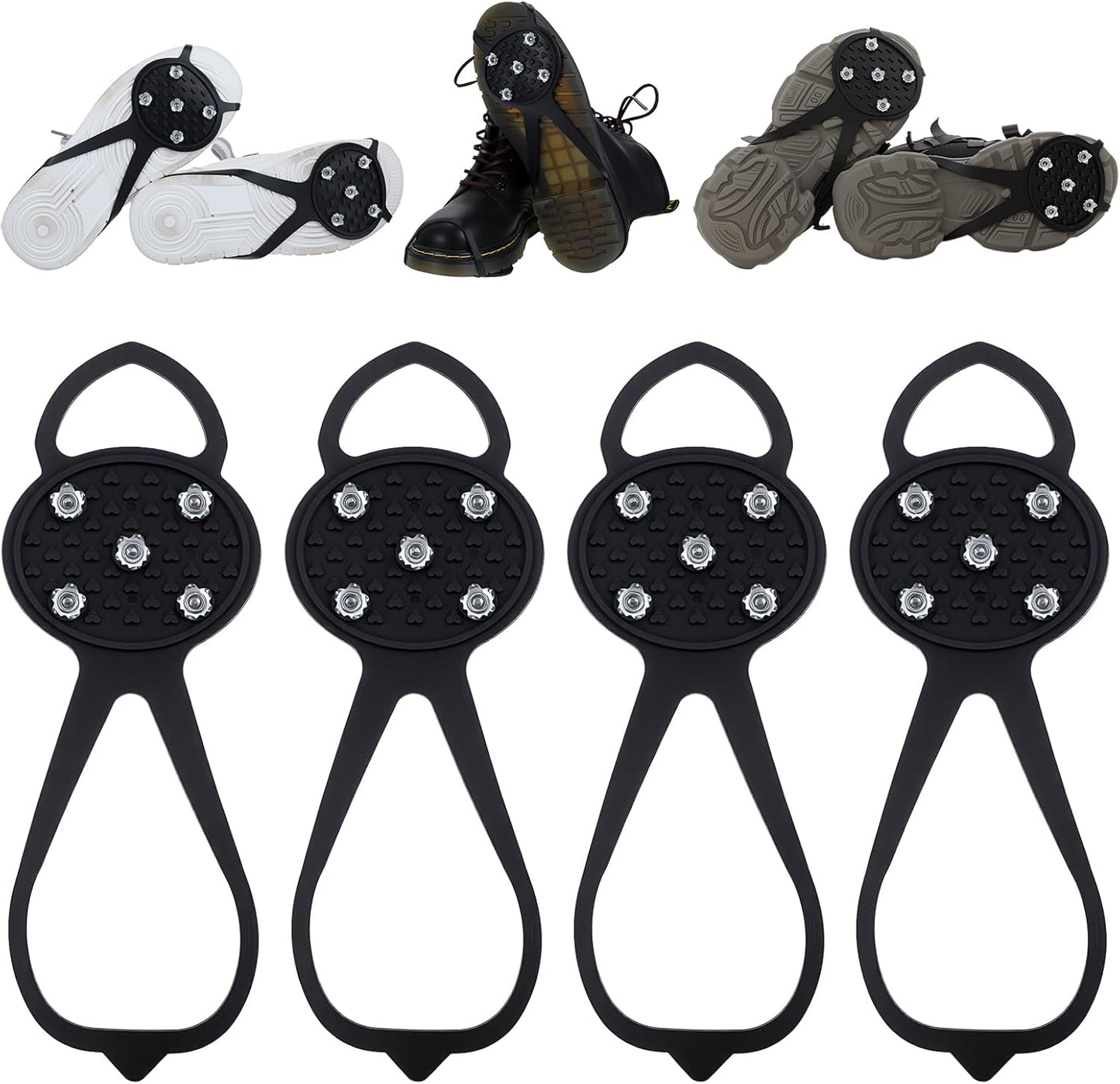Anti-Slip Spikes Crampons with 5 Steel Teeth 2 Pairs for Traction on Ice and Snow V1258-DP02-BOL-620