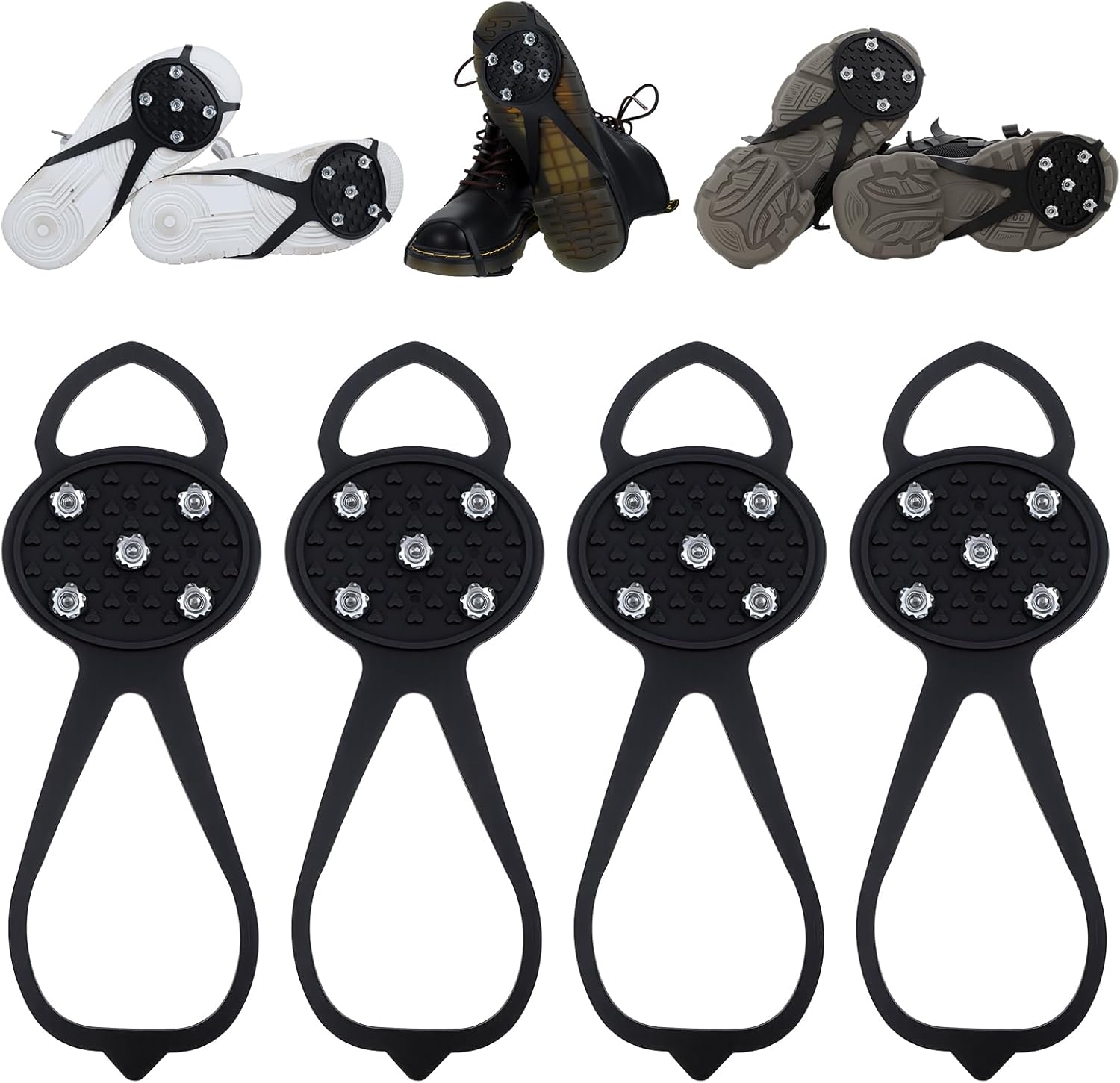 Anti-Slip Spikes Crampons with 5 Steel Teeth 2 Pairs for Traction on Ice and Snow V1258-DP02-BOL-620