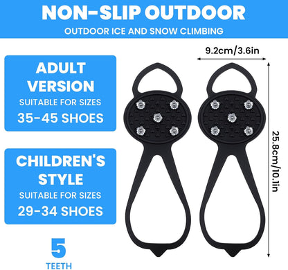 Anti-Slip Spikes Crampons with 5 Steel Teeth 2 Pairs for Traction on Ice and Snow V1258-DP02-BOL-620