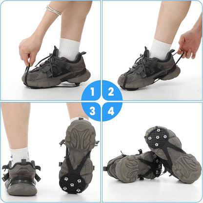 Anti-Slip Spikes Crampons with 5 Steel Teeth 2 Pairs for Traction on Ice and Snow V1258-DP02-BOL-620