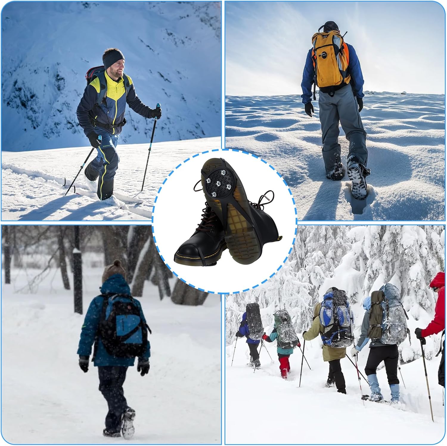 Anti-Slip Spikes Crampons with 5 Steel Teeth 2 Pairs for Traction on Ice and Snow V1258-DP02-BOL-620