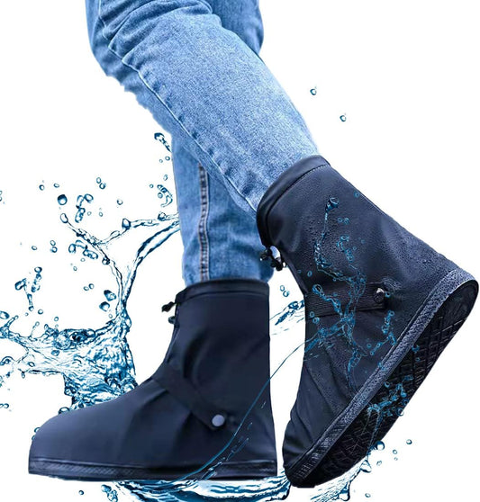 Waterproof Reusable Anti-Slip Overshoes Size 38-39 Black 1 Pair V1258-DP02-BOL-621