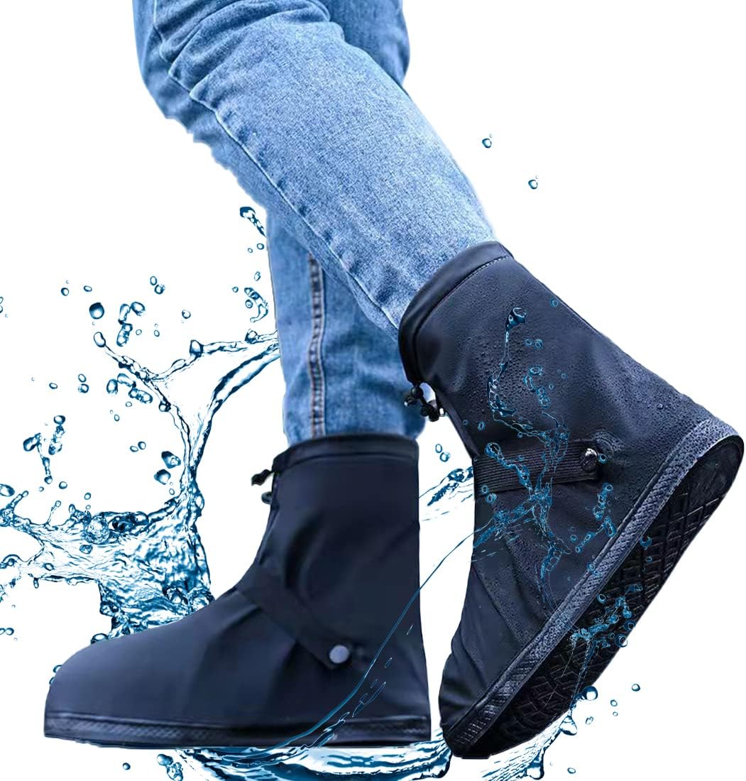 Waterproof Reusable Anti-Slip Over Shoes Boot Covers Size 40-42 Black 1 Pair V1258-DP02-BOL-622