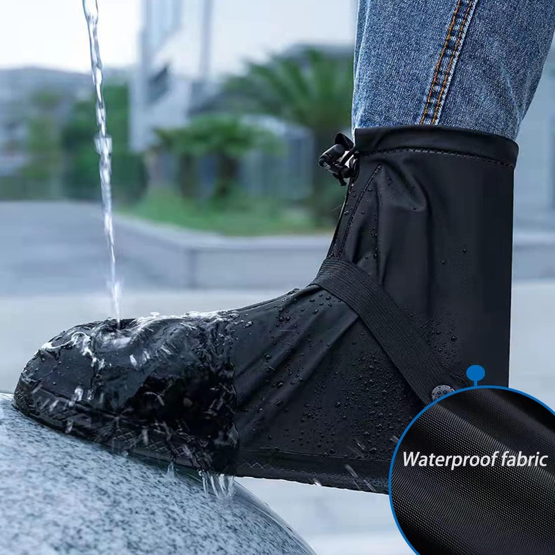 Waterproof Reusable Overboots Anti Slip Size 43-45 Black 1 Pair V1258-DP02-BOL-623