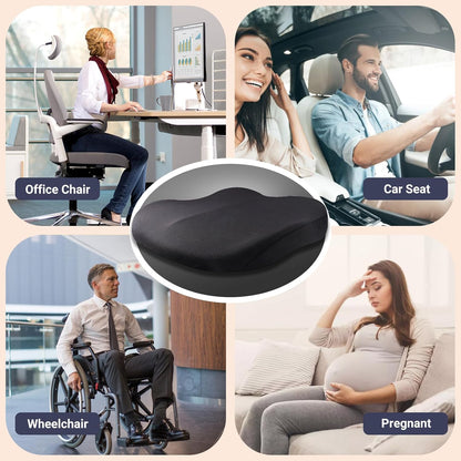 Memory Foam Car Seat Cushion 42x42x10cm Black - Comfortable Supportive Auto Seat Pillow for Enhanced Driving V1258-DP02-BOL-628