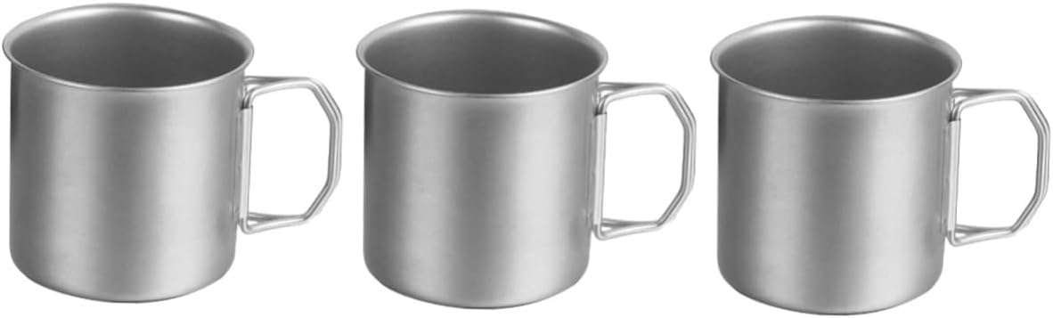 3-Piece Stainless Steel Cup Set Portable Stackable Metal Drinking Cups for Camping Hiking Picnic Outdoor Use V1258-DP02-BOL-63