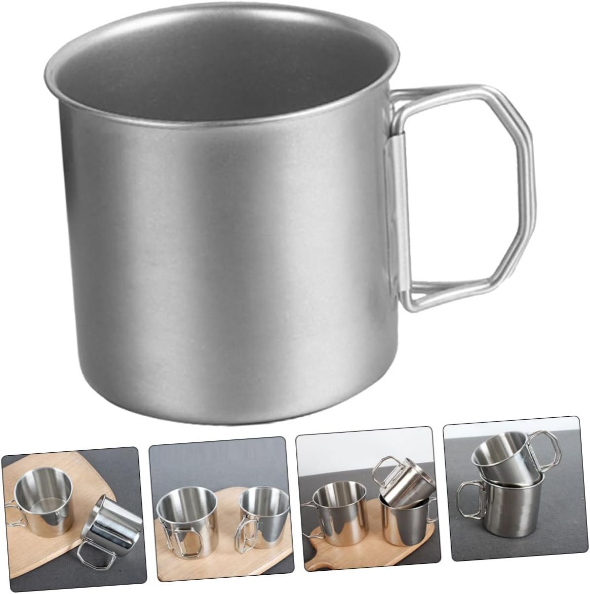3-Piece Stainless Steel Cup Set Portable Stackable Metal Drinking Cups for Camping Hiking Picnic Outdoor Use V1258-DP02-BOL-63