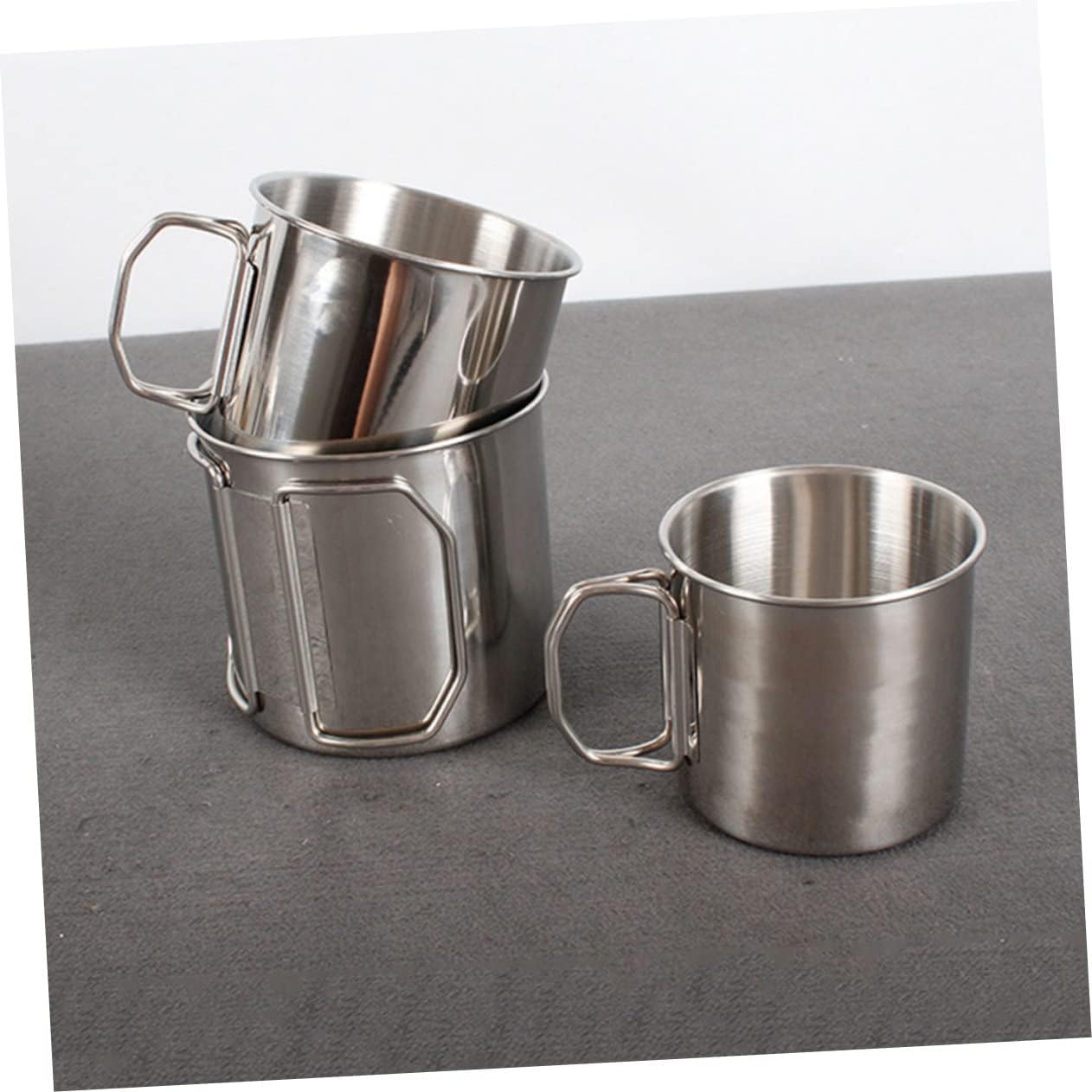 3-Piece Stainless Steel Cup Set Portable Stackable Metal Drinking Cups for Camping Hiking Picnic Outdoor Use V1258-DP02-BOL-63