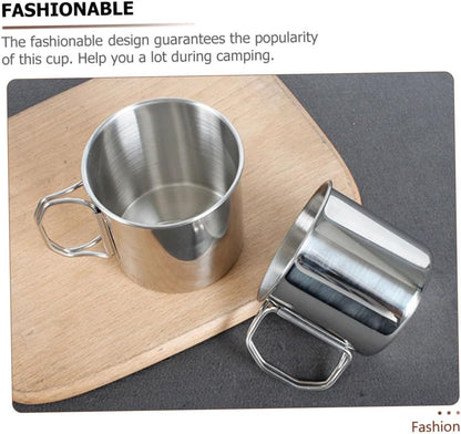 3-Piece Stainless Steel Cup Set Portable Stackable Metal Drinking Cups for Camping Hiking Picnic Outdoor Use V1258-DP02-BOL-63