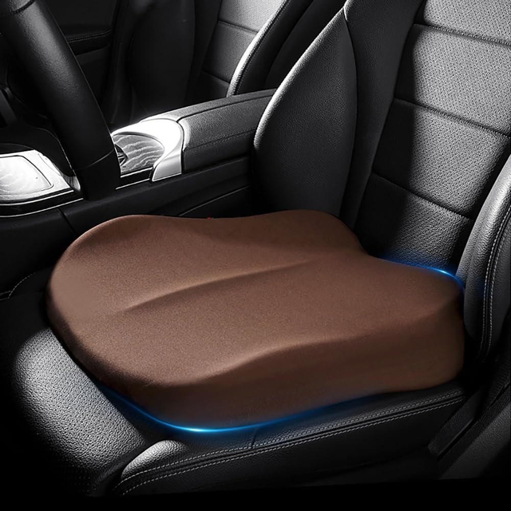 Memory Foam Car Seat Cushion 42x42x10cm Brown - Comfortable Supportive Auto Seat Pillow for Enhanced Driving V1258-DP02-BOL-631