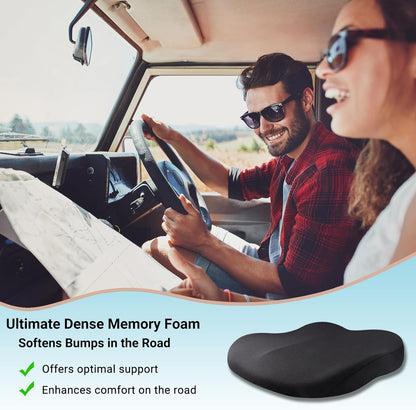 Memory Foam Car Seat Cushion 42x42x10cm Brown - Comfortable Supportive Auto Seat Pillow for Enhanced Driving V1258-DP02-BOL-631