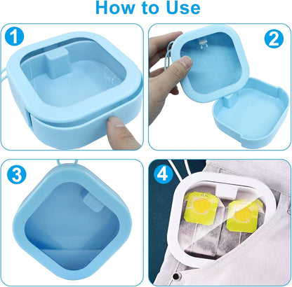 2 Piece Set Portable Blue and White Storage Boxes Stackable Travel Organizers for Small Hair Clips Jewelry V1258-DP02-BOL-64