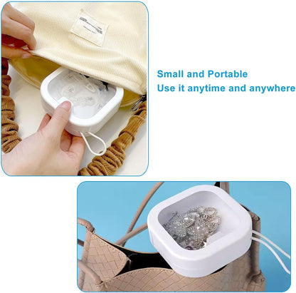 2 Piece Set Portable Blue and White Storage Boxes Stackable Travel Organizers for Small Hair Clips Jewelry V1258-DP02-BOL-64