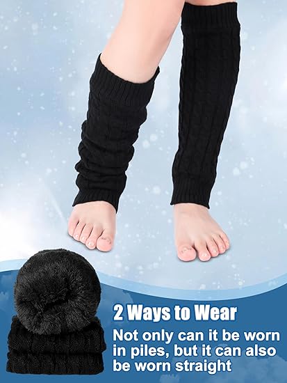 Women's Leg Warmers Warm Black 2 Pairs V1258-DP02-BOL-641