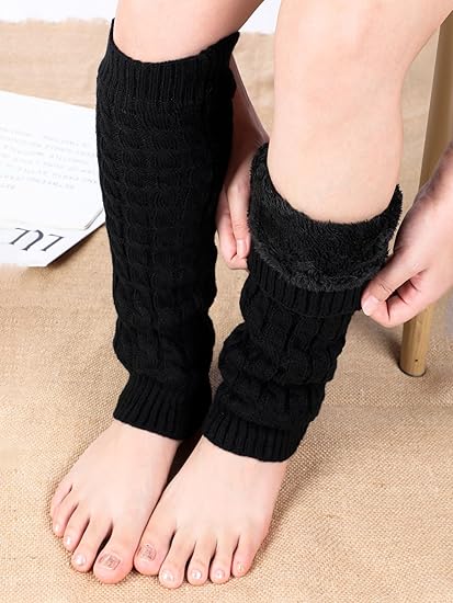 Women's Leg Warmers Warm Black 2 Pairs V1258-DP02-BOL-641