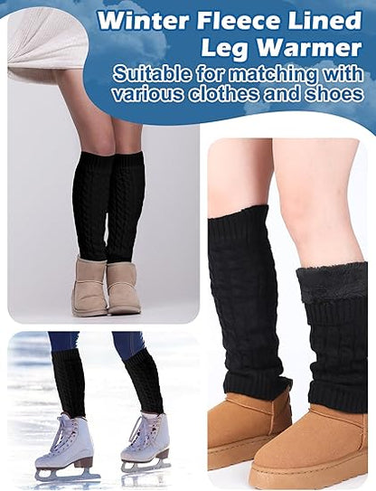 Women's Leg Warmers Warm Black 2 Pairs V1258-DP02-BOL-641