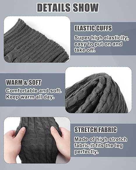 Women's Leg Warmers Warm Dark Grey 2 Pairs V1258-DP02-BOL-642