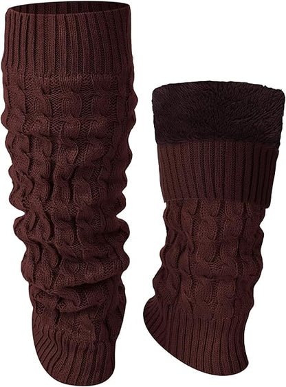 Women's Leg Warmers Warm Coffee Brown 2 Pack V1258-DP02-BOL-643