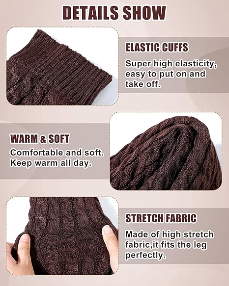 Women's Leg Warmers Warm Coffee Brown 2 Pack V1258-DP02-BOL-643