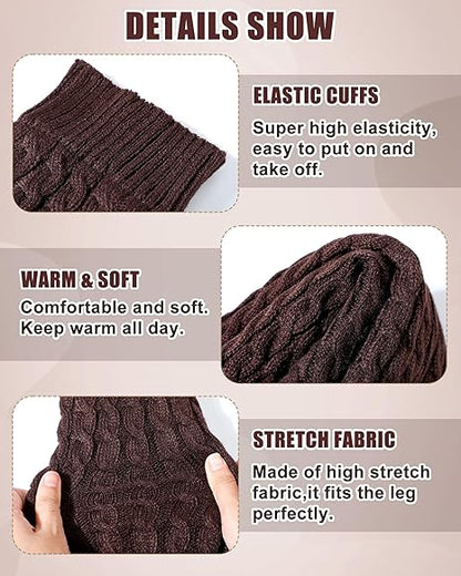Women's Leg Warmers Warm Coffee Brown 2 Pack V1258-DP02-BOL-643