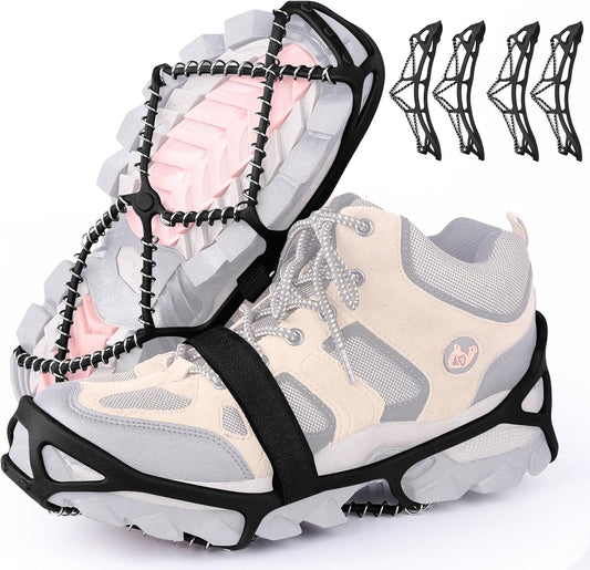 Anti-Slip Snow Shoes Covers Ice Grips Traction Cleats for Boots Shoes Size 38-43 2 Pairs V1258-DP02-BOL-645