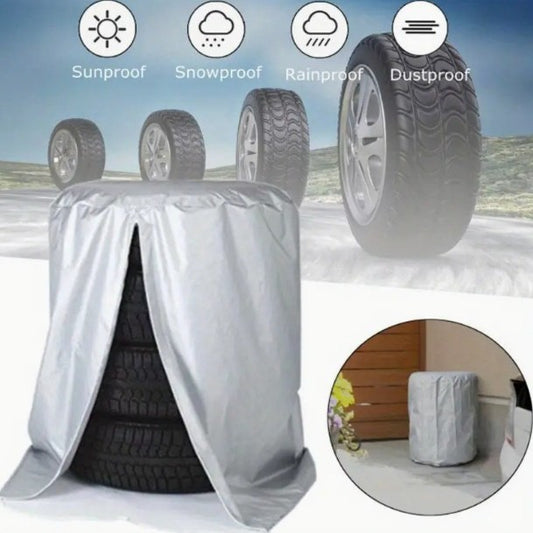 4-Piece Silver Waterproof Winter/Summer Car Tyre Covers - 73cm x 110cm V1258-DP02-BOL-646