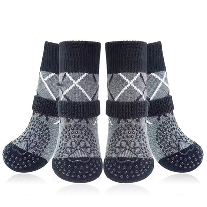 Non-Slip Dog Boots 4 Pack XS Grey Elastic Waterproof Pet Paw Protectors for Muddy Surfaces V1258-DP02-BOL-650